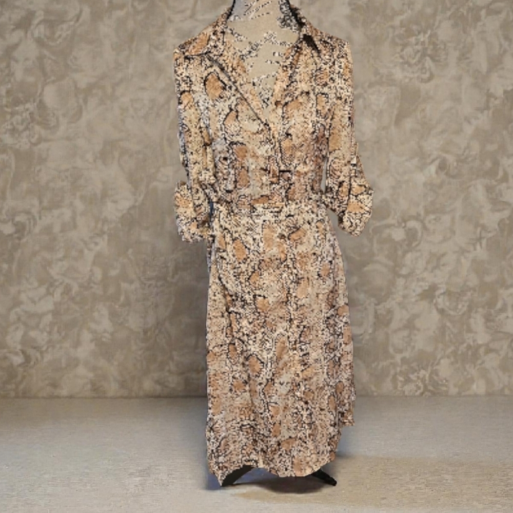 Sugarlips Snake Print Dress - Beige and Black‎